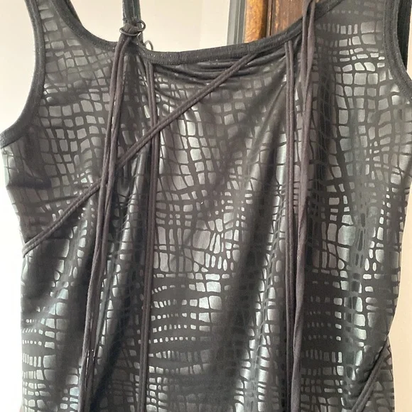 Savage, medium black, stripy, rocker tang style shirt, mini dress, unique style - Picture 3 of 7